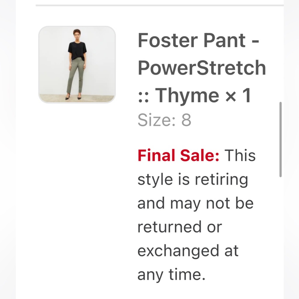 M.M. LaFleur Foster Pant — Thyme, size 8 / NWT